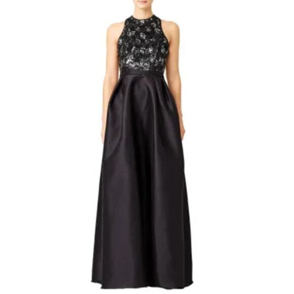 Monique Lhuillier Jadore Dress Sequin Open Criss Cross Back Maxi Gown 2 - Picture 2 of 11